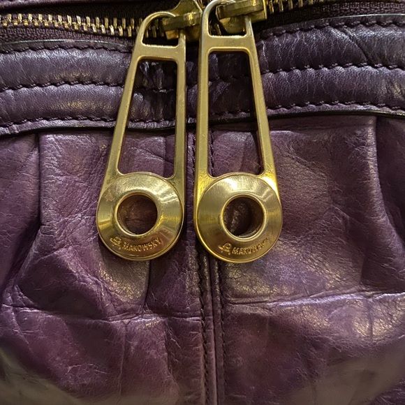 B. Makowski Purple Leather Large Tote - Picture 3 of 14